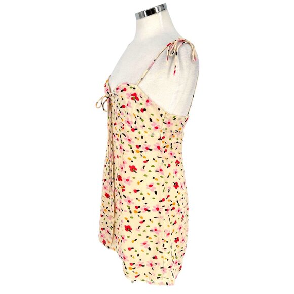 Princess Polly Karla Printed Tie Mini Dress Cream Multicolor Size 10 - Picture 2 of 12